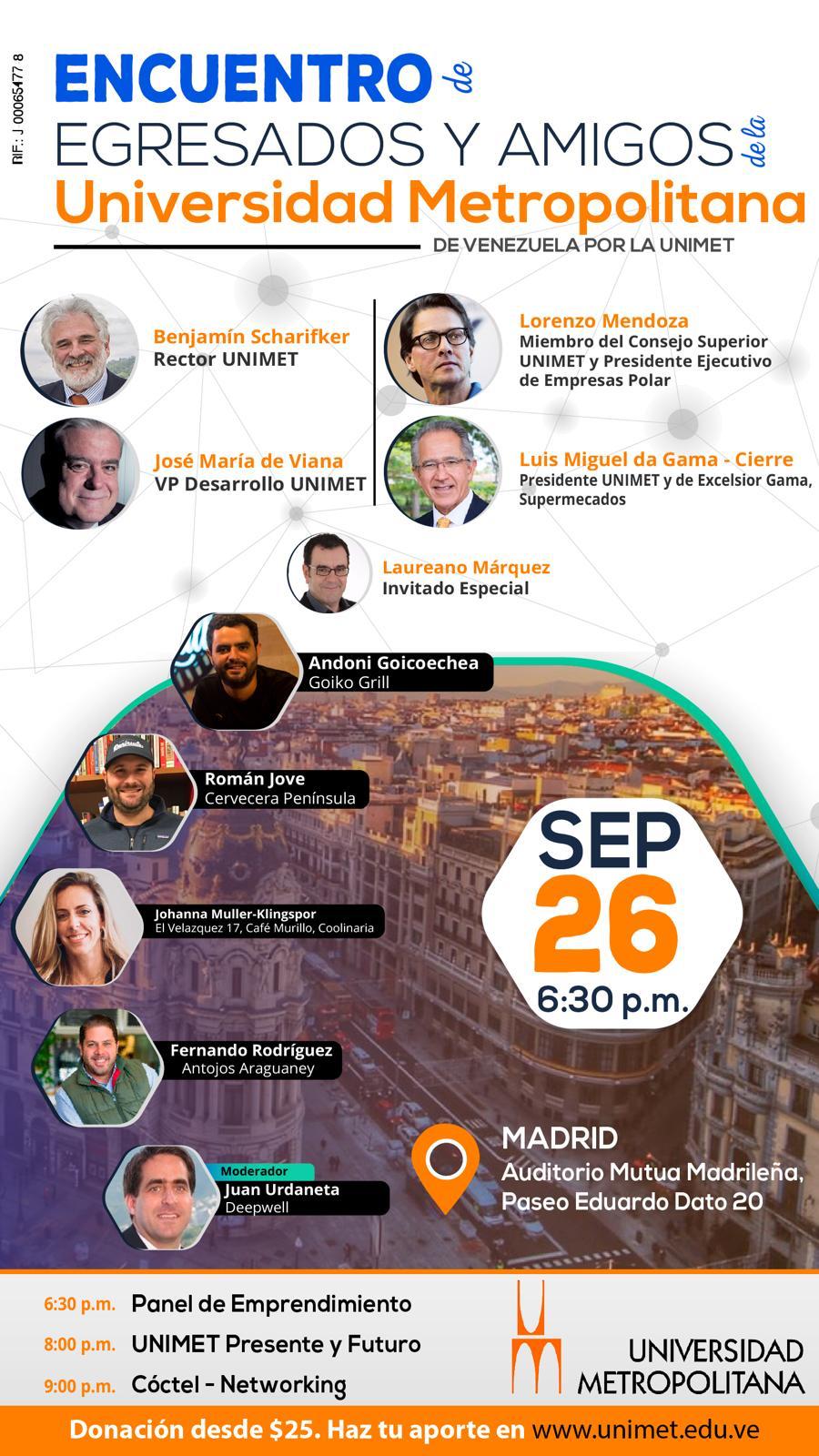 MADRID ACOGERÁ EL ENCUENTRO DE EGRESADOS Y AMIGOS DE LA UNIVERSIDAD METROPOLITANA DE&nbsp;VENEZUELA.